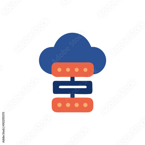 Cloud Database Icon with Network Diagram Elements  