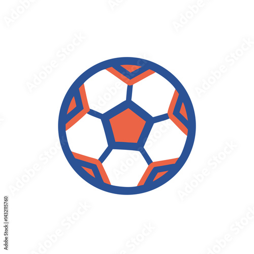 Soccer Ball Icon Design in Blue and Orange Colors  