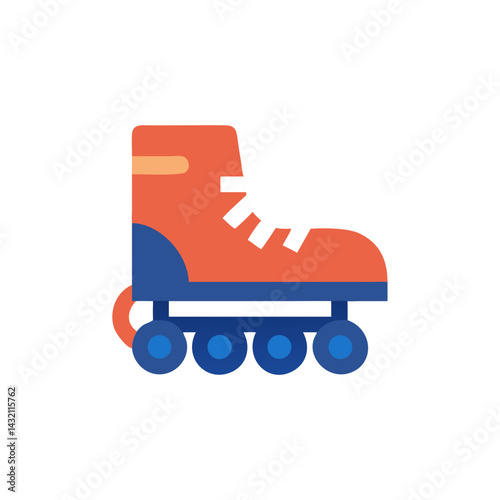 Colorful rollerblade icon in flat style on a white background  