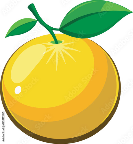 A vibrant vector art illustration of a delicious yuzu fruit, showcasing its bright color, juicy texture