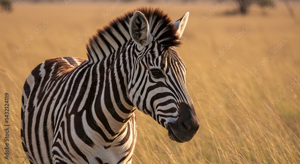 Naklejka premium Zebra portrait photography in african savanna wildlife animal nature photo