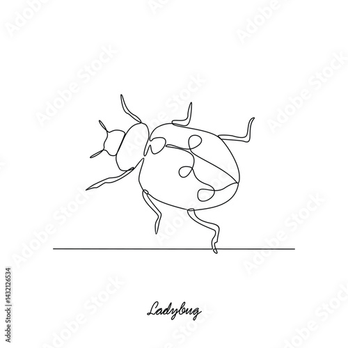 One continuous line drawing of Ladybug insect vector illustration. Insect animal themes in simple linear style vector design concept. Ladybug insect for your asset design and educational purpose.