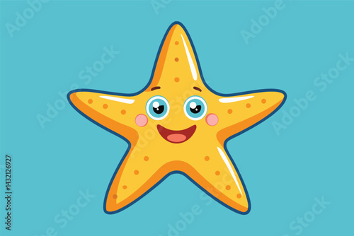 Cheerful starfish character illustration with bright colors suitable for children's books or educational materials