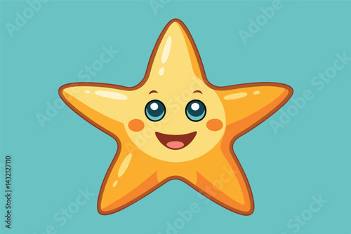 Cheerful starfish character illustration with bright colors suitable for children's books or educational materials