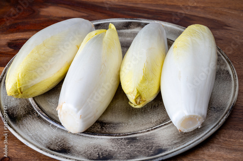 Fresh organic chicory endive salad ready to eat, traditional winter food in Belgium and the Netherlands