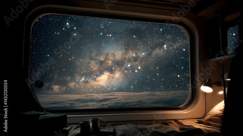 Vast Cosmos View from Spaceship Window
