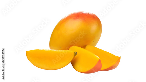 Vibrant Yellow Mango & Slices – Studio Lighting, Macro Lens Shot