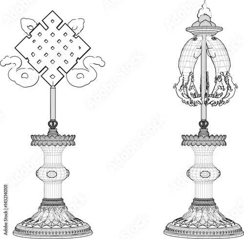sketch vector illustration design of table lamp for bedroom old classic vintage ethnic traditional  