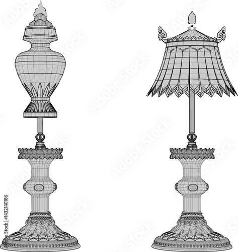 sketch vector illustration design of table lamp for bedroom old classic vintage ethnic traditional