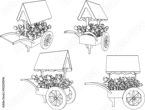 house plant design illustration vector sketch for home garden interior ornamental plants  