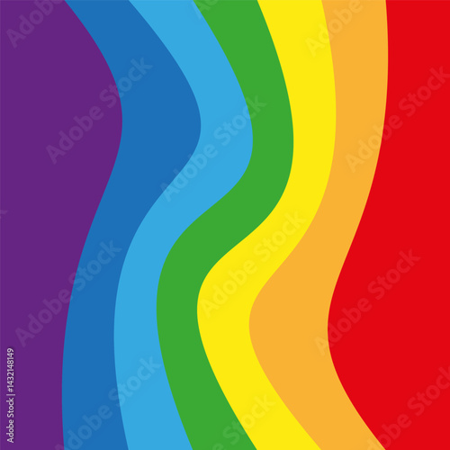 Rainbow curve background. Colorful stripe flow. Wavy gradient vector. Multicolor abstract shape.