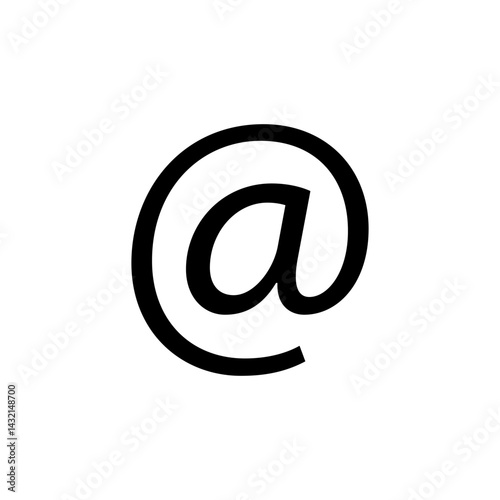 At symbol icon. Vector email mark. Black typographic character. Internet communication.
