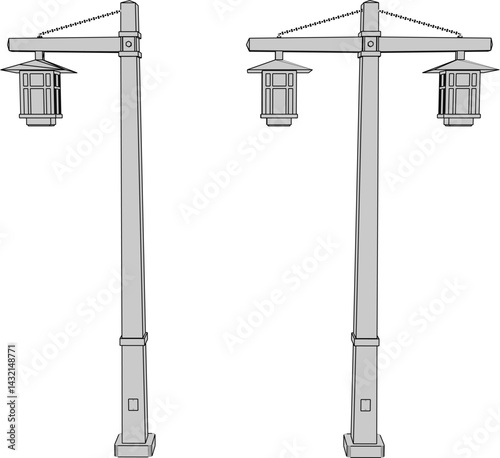 sketch vector illustration silhouette design city park lamp antique classic vintage ethnic europe 
