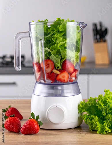 Fruit and vegetable in the blender
