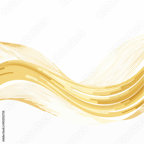 Vector gold on white line wave abstract pattern, elegant luxury design background, flow curve dynamic banner