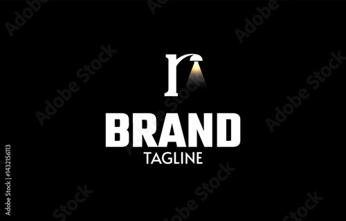 Letter R with lamp logo design template