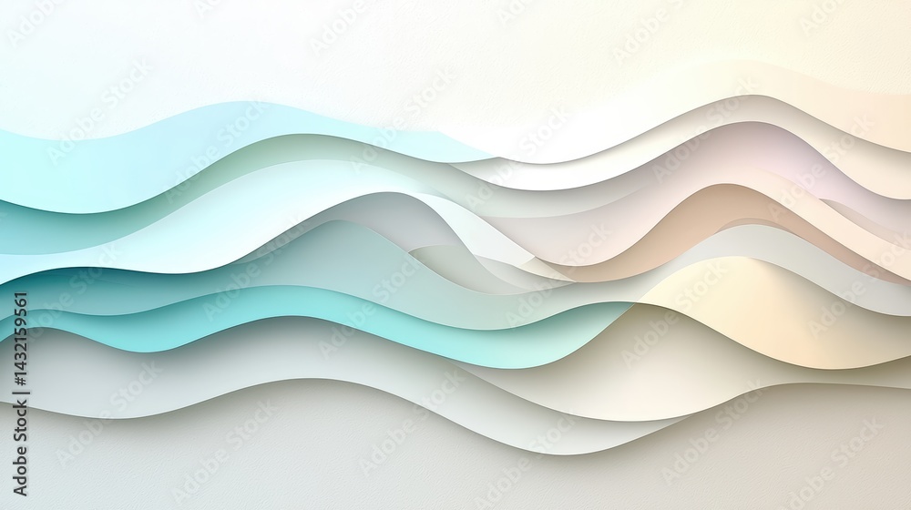 Obraz premium Abstract paper waves in soft, gentle colors.