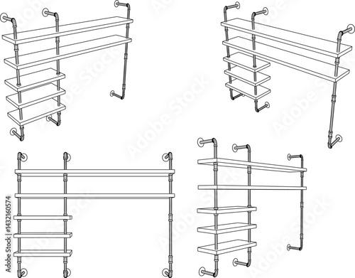 vector sketch illustration design wardrobe shelf furniture tv cabinet modern industrial for home interior living room 