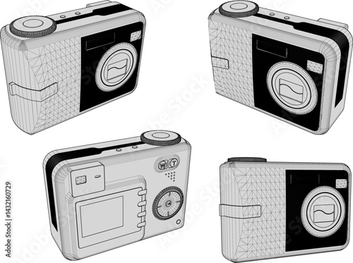 vector sketch illustration of a classic vintage traditional pocket camera design