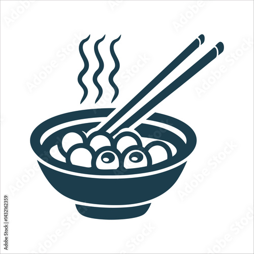 Steaming Tangyuan for Winter Solstice Festival Winter Solstice Bowl of steaming tangyuan glutinous rice balls with chopsticks resting on top