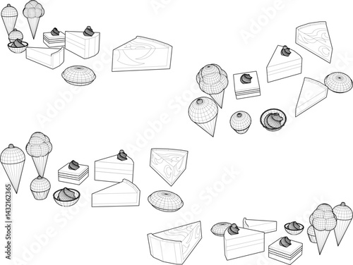 vector sketch illustration of donut food design with various flavors 