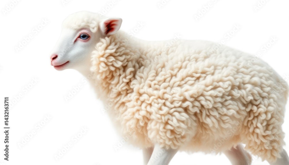 Fototapeta premium Adorable Fluffy White Lamb On Transparent Background