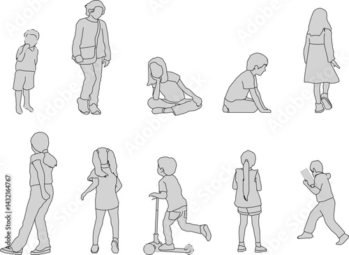 Wallpaper Mural vector sketch illustration silhouette design image of a child playing Torontodigital.ca