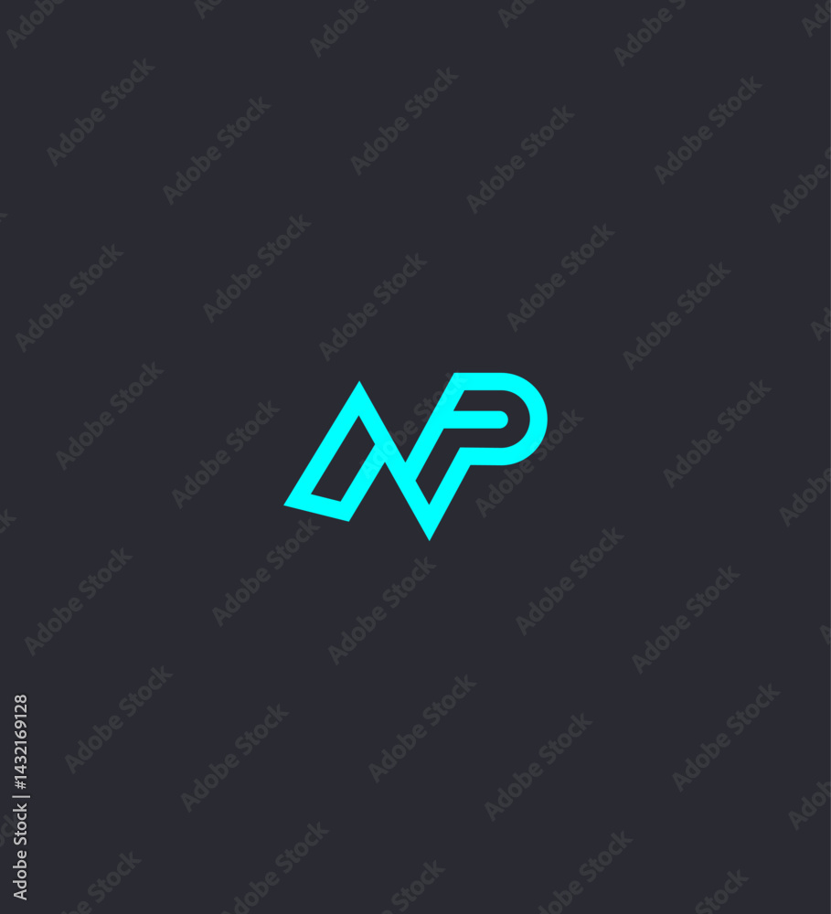 Modern Minimalist Cyan NP Logo Design, Interlocked Letters, Branding Modern Minimalist Cyan NP Logo Design, Interlocked Letters, Branding
