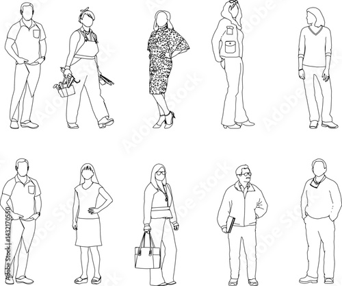 vector sketch illustration silhouette design of various human activities with their work as a complement to the image  