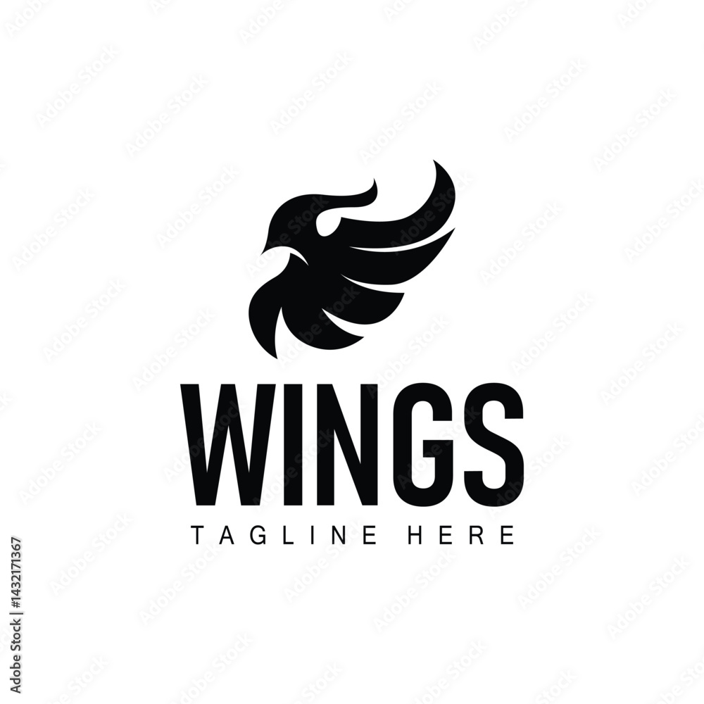 Obraz premium wing logo black silhouette design minimalist animal wings with simple black concept for business symbol or product brand template