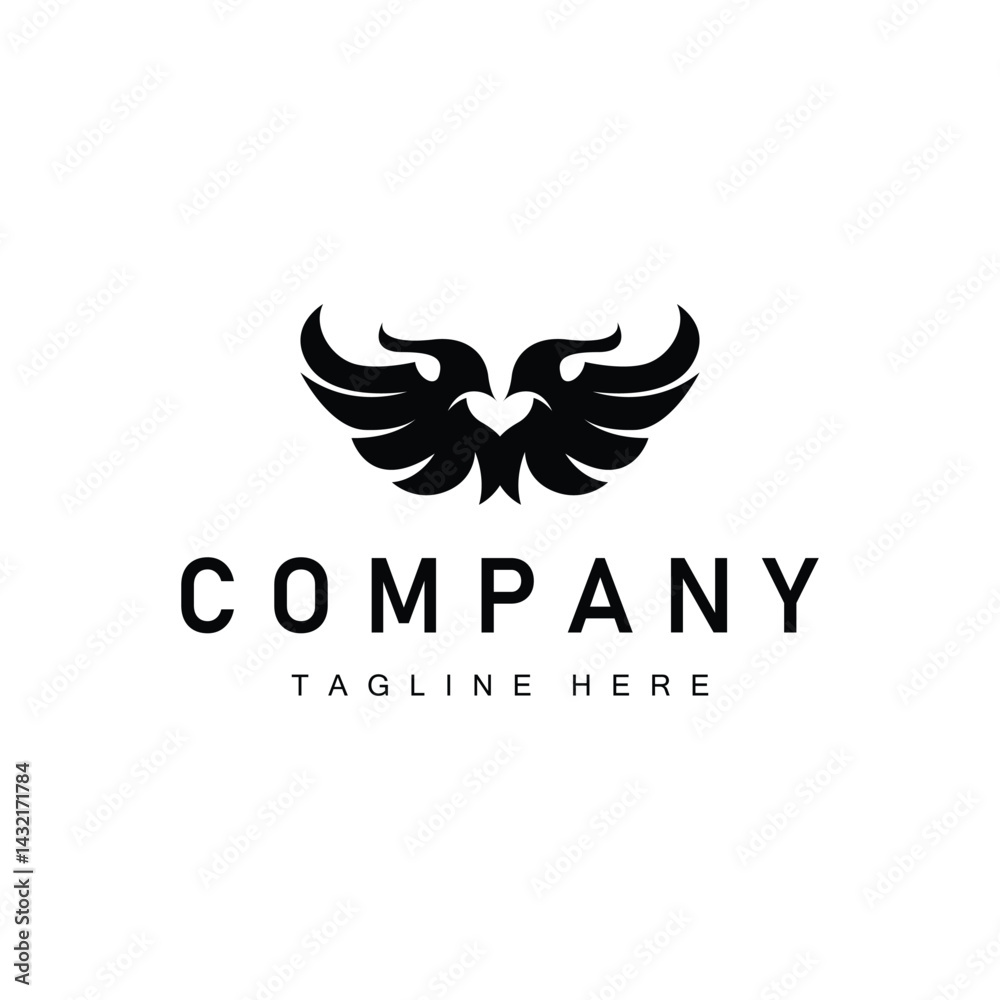 Obraz premium wing logo black silhouette design minimalist animal wings with simple black concept for business symbol or product brand template