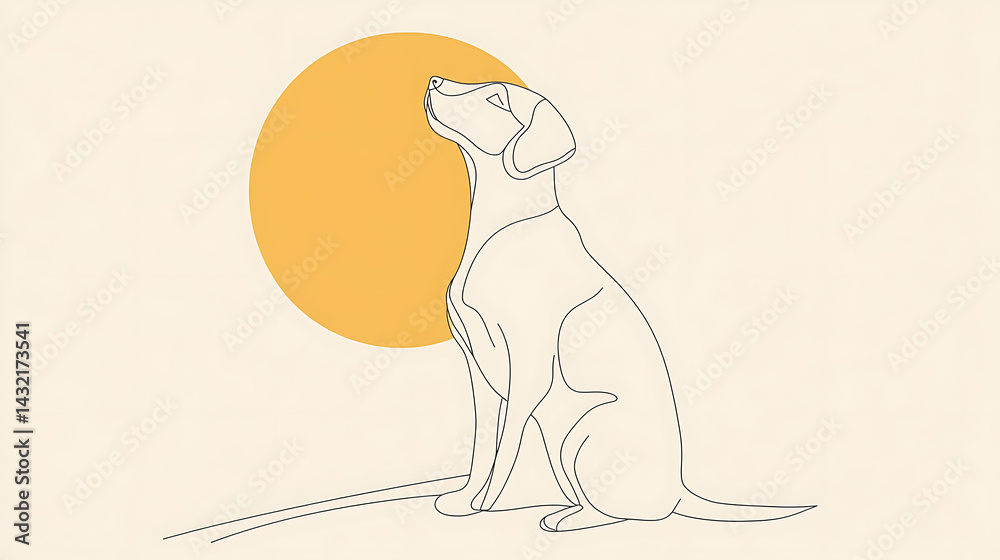 Fototapeta premium A dog is sitting in front of a sun