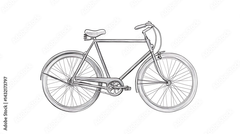Naklejka premium A bicycle with a black seat and a black handlebar