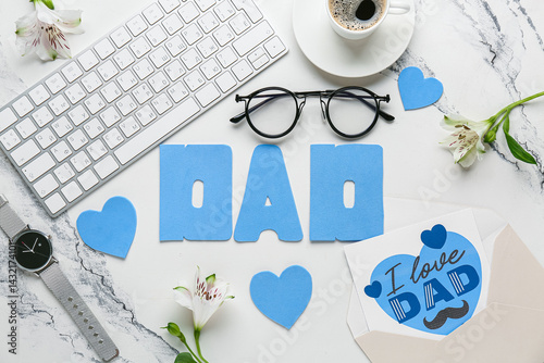 Word DAD with postcard, key...