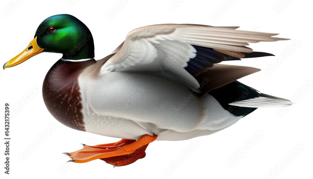 Obraz premium Duck In Flight, Isolated On Transparent Background