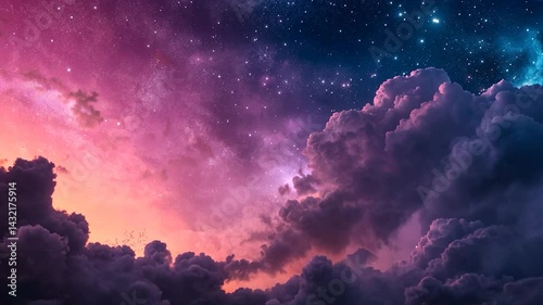 Dramatic northern lights paint the dark evening sky as the sunset glows through the clouds, a stunning nature scene