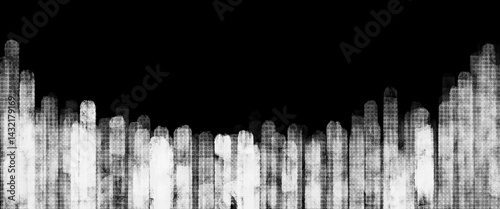 textured white frame with halftone overlay on black background