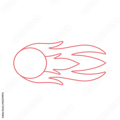 fire ball design vector line art. pink line. poster
