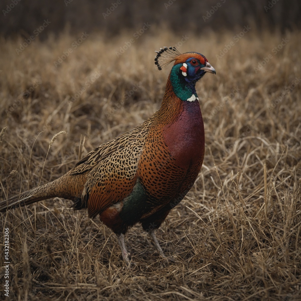 Naklejka premium Document a day in the life of a pheasant in its habitat.