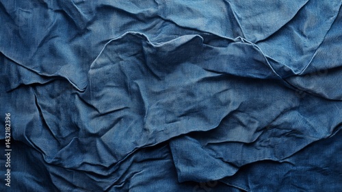Wallpaper Mural Deep Blue Denim Fabric Texture Background Detailed Wrinkled Cotton Jeans Material Closeup Photography High Resolution Design Element for Textile       Torontodigital.ca