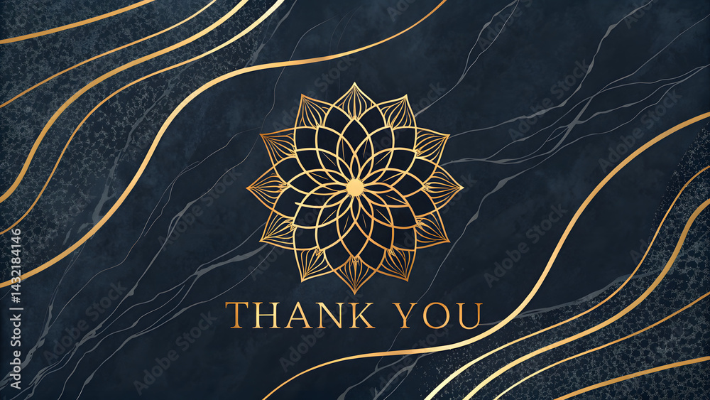 Elegant thank you slide dark marble texture with