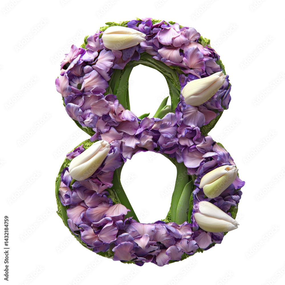 Floral Number Eight Arrangement with Tulips and Petals