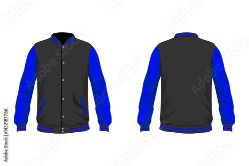 Varsity jacket design, black and blue color.