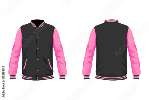 Varsity jacket design, black and pink color.