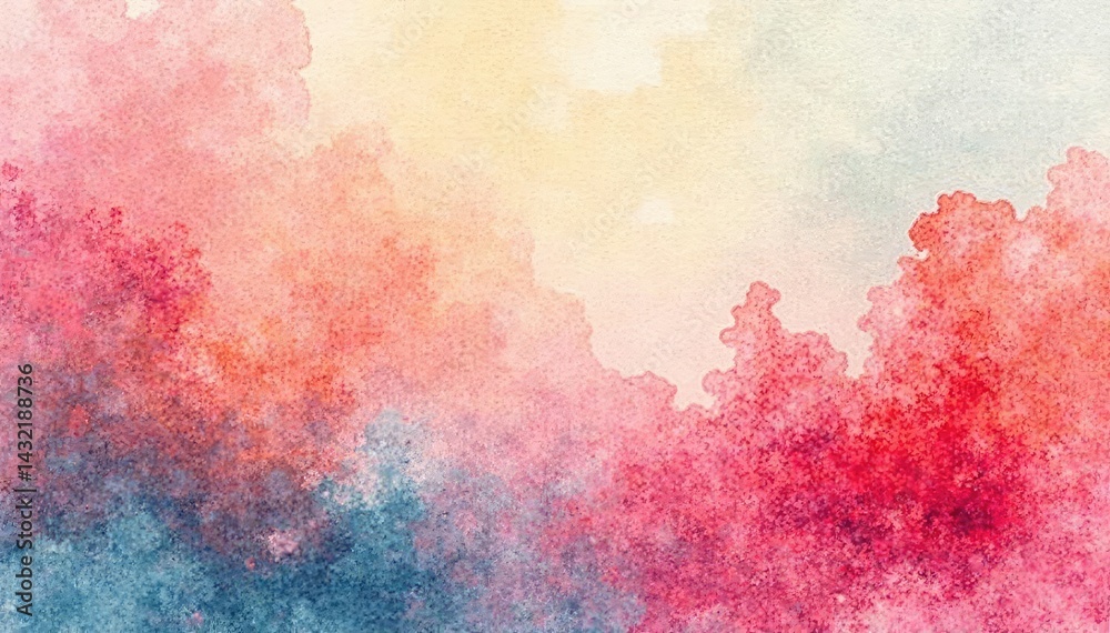 Obraz premium Abstract watercolor wash texture, soft gradient, pattern, red, blue