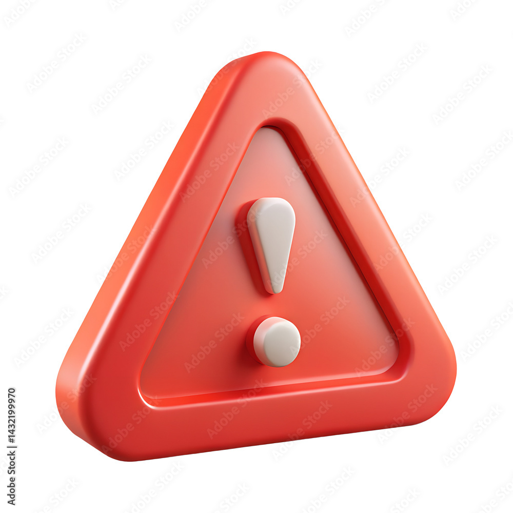 Warning Sign – 3D Element on Transparent Background Warning Sign – 3D Element on Transparent Background