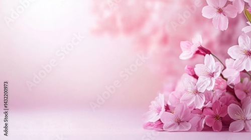 Obraz na płótnie Delicate Cherry Blossom Petals on Soft Pink Background for Spring w salonie