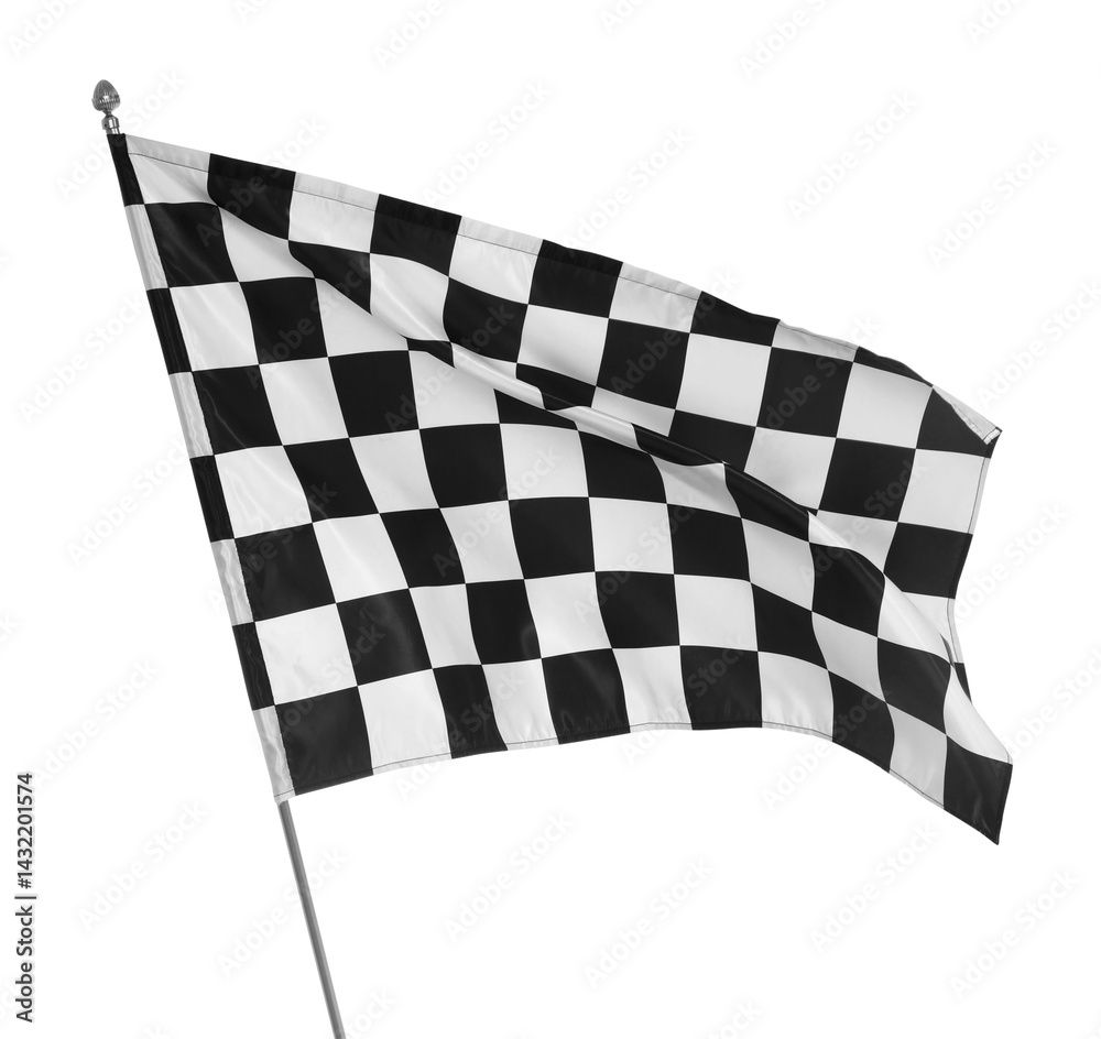 Fototapeta premium One racing checkered flag isolated on white