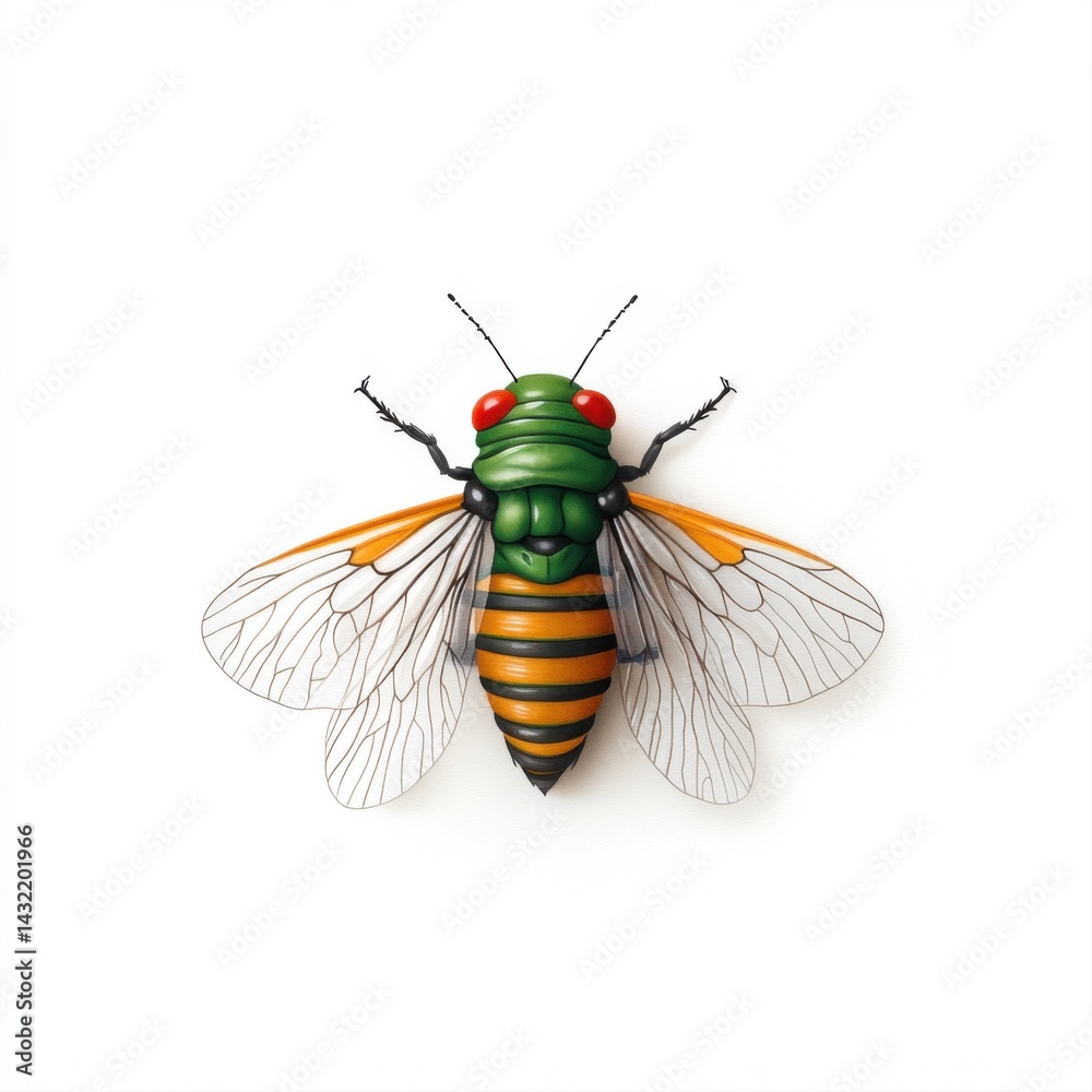 Colorful Insect Illustration with Detailed Features and Vibrant Colors