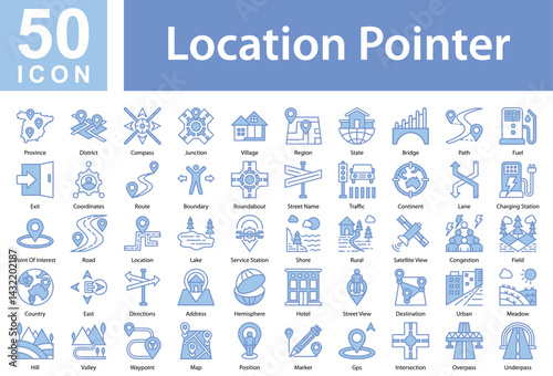 Location Pointer Icon Collection and Symple Concept mixed blue color	